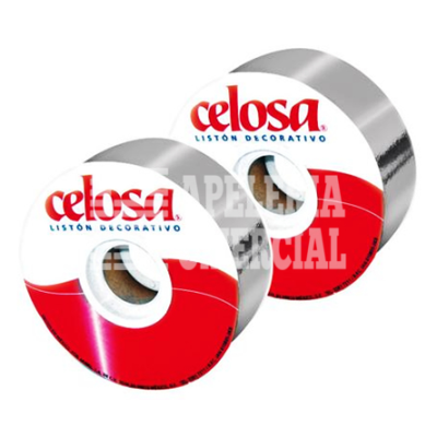 MERCERIA LISTON CELOSA METALICO LISO #9 C. PLATA